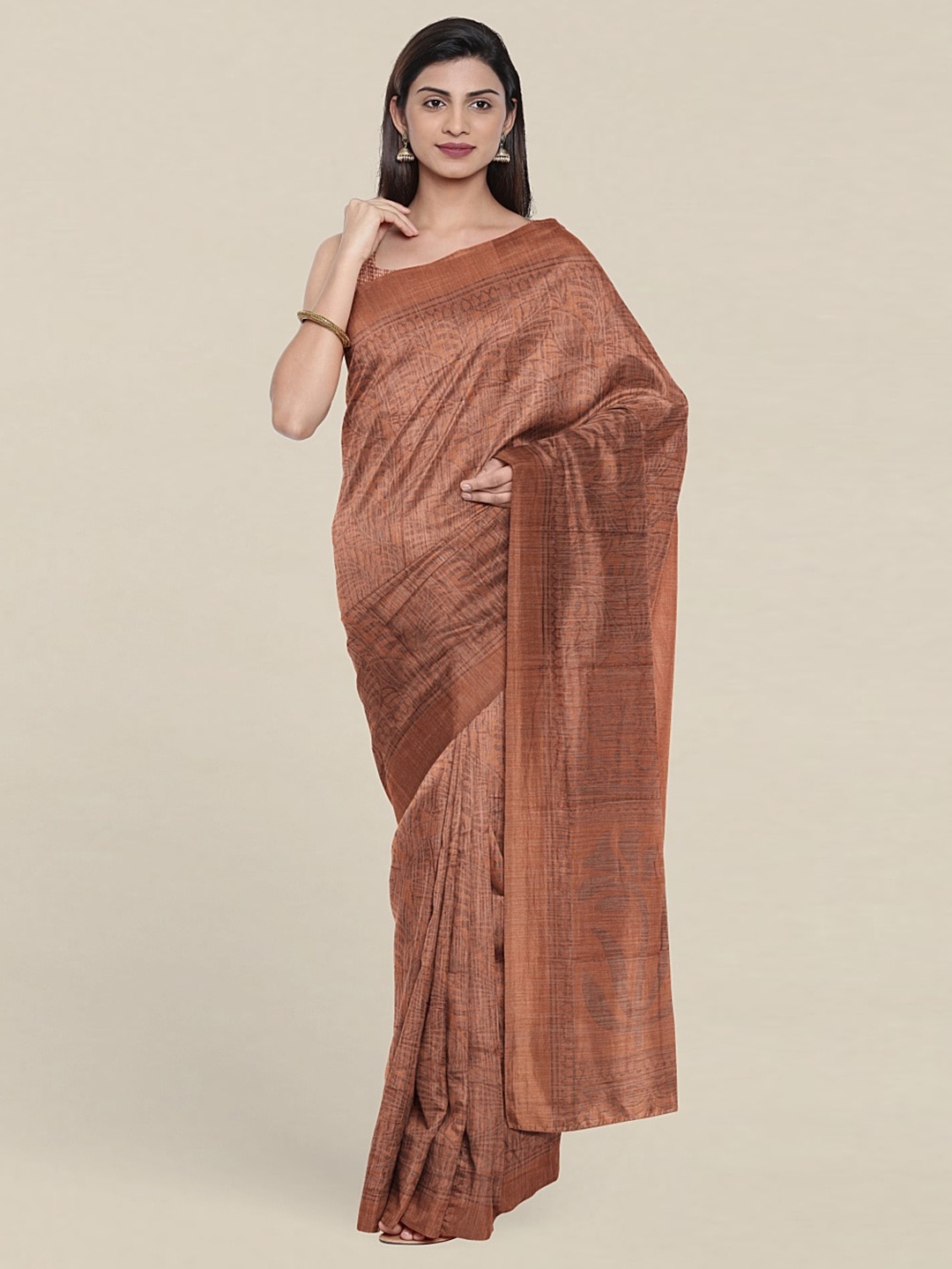 

Pothys Floral Printed Saree, Brown