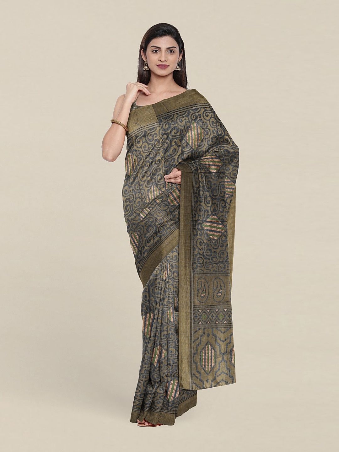 

Pothys Geometric Printed Saree, Grey