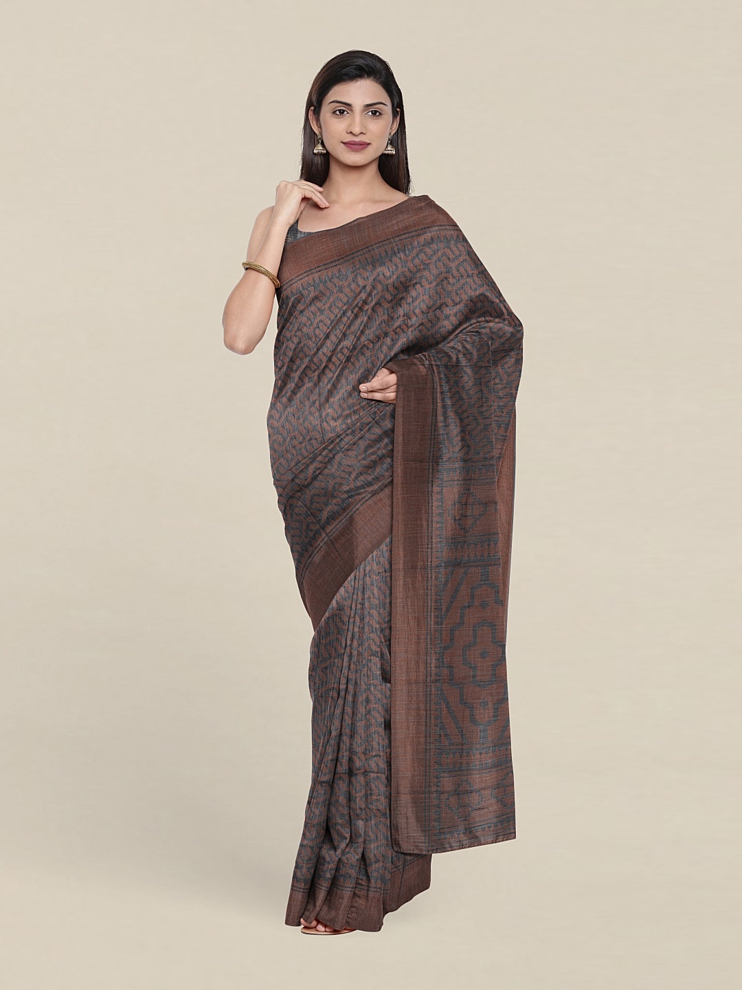 

Pothys Geometric Printed Saree, Grey