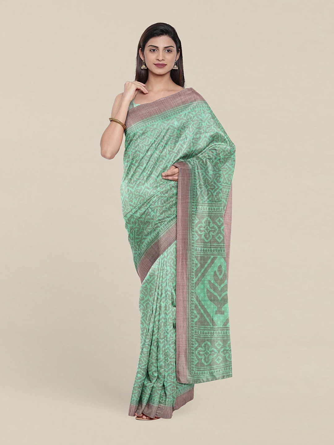 

Pothys Green & Mauve Saree