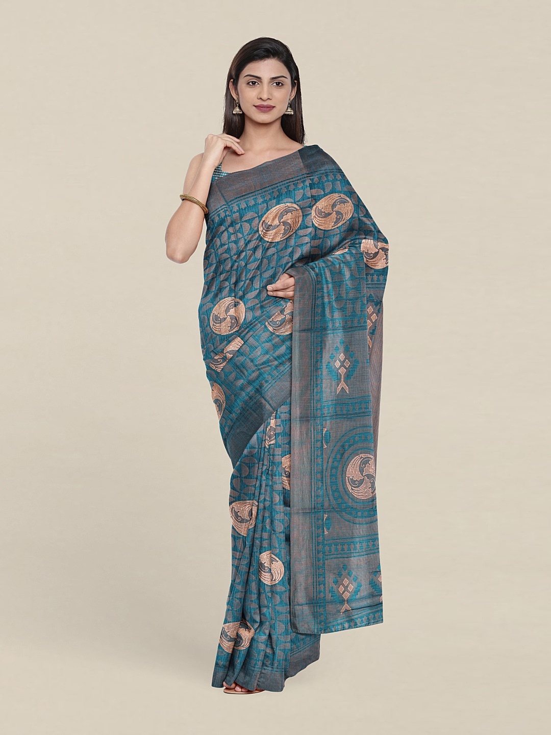 

Pothys Teal & Beige Saree