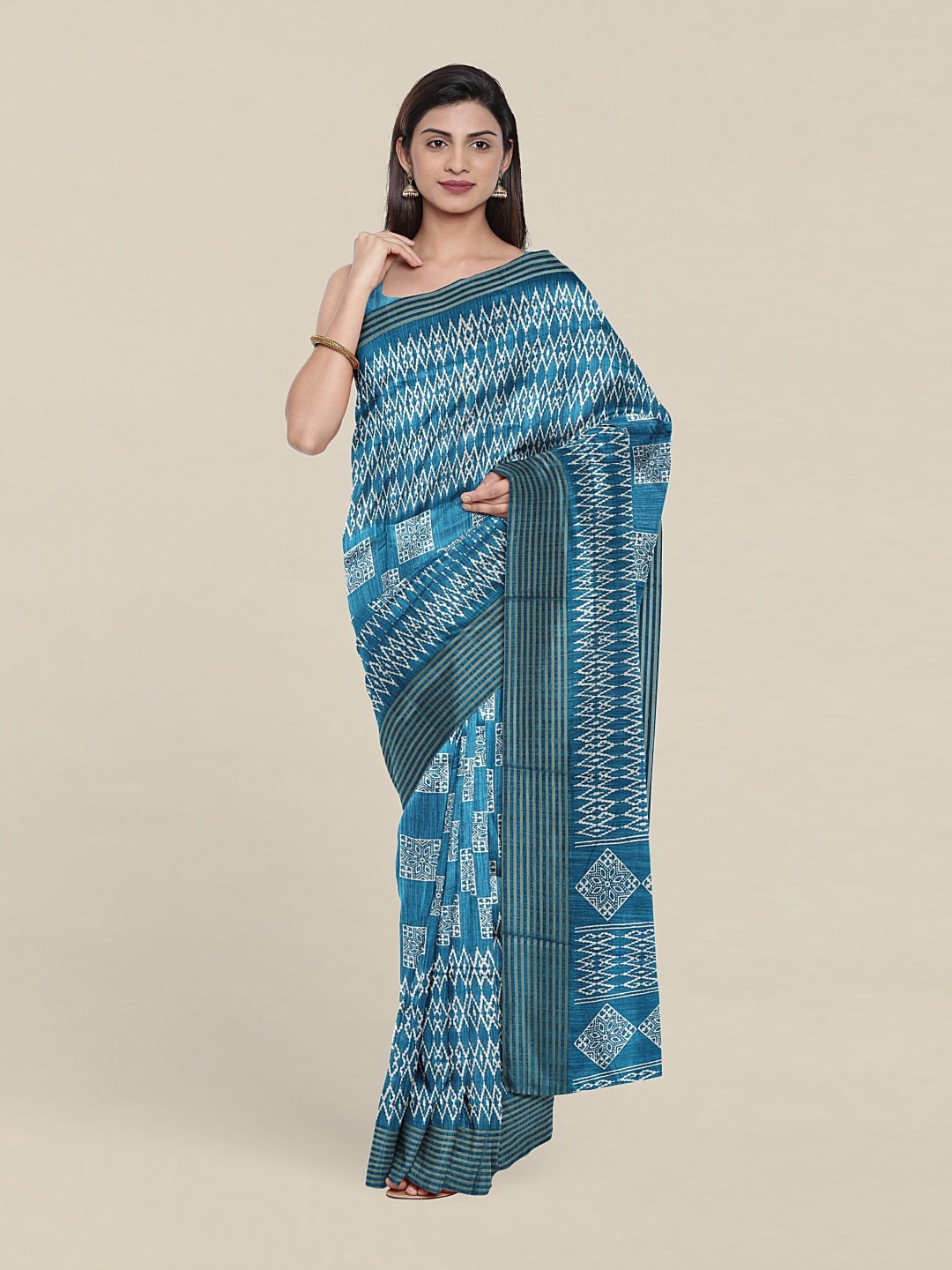 

Pothys Cotton Blend Saree, Teal