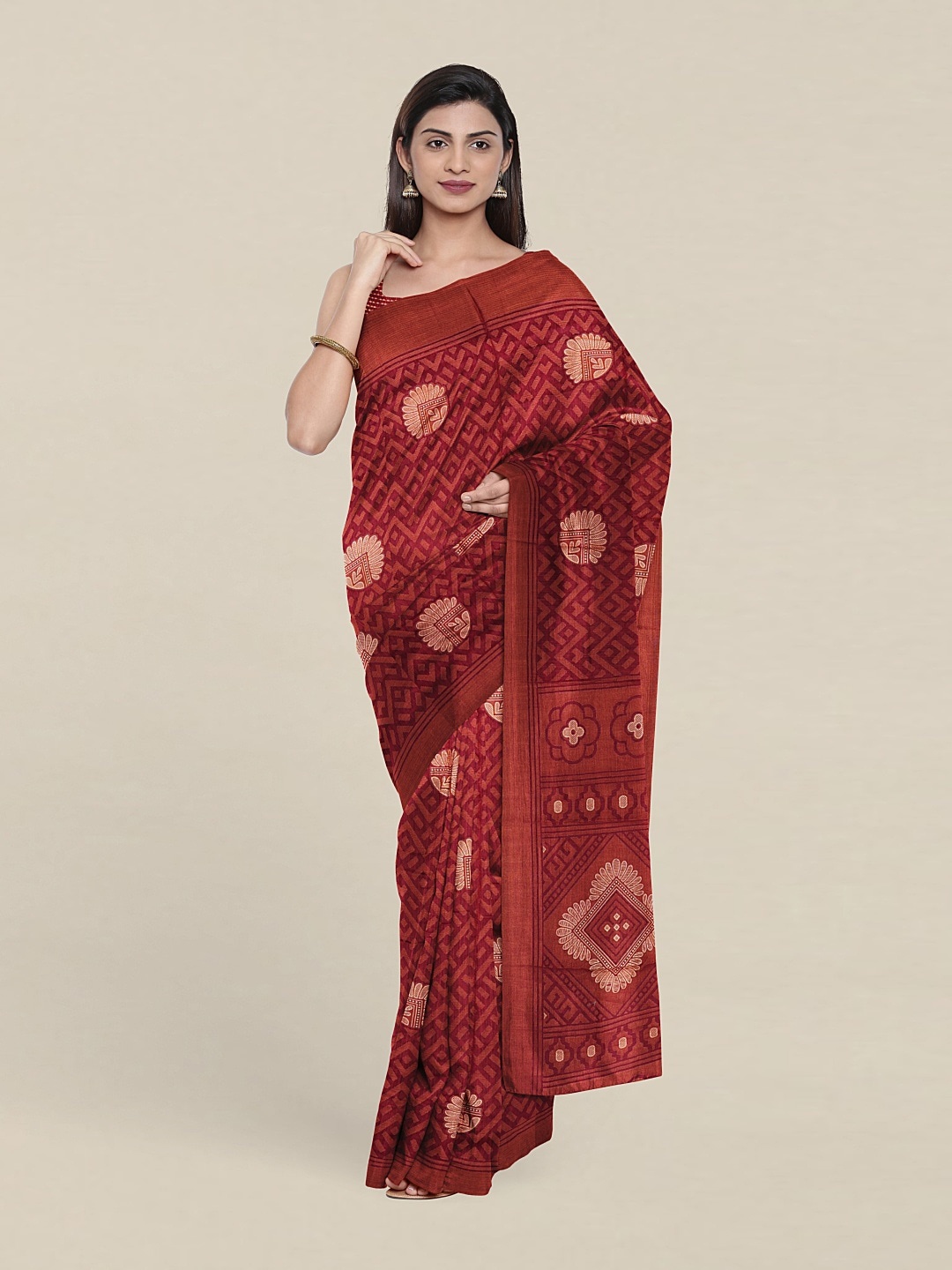 

Pothys Maroon & White Saree