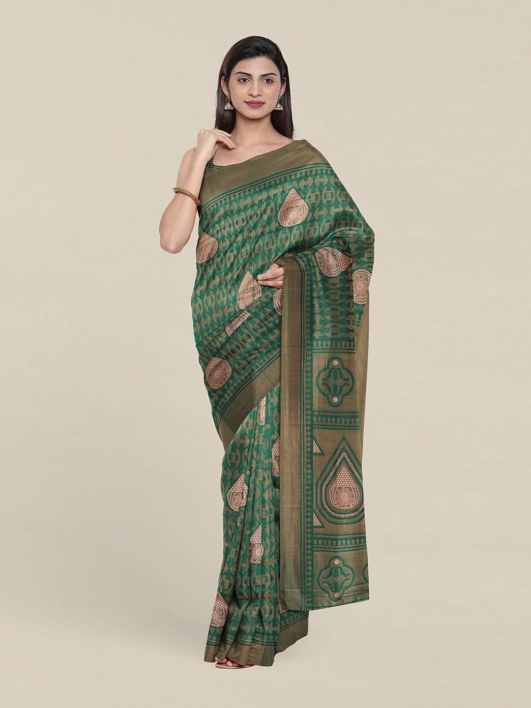 

Pothys Cotton Blend Saree, Green