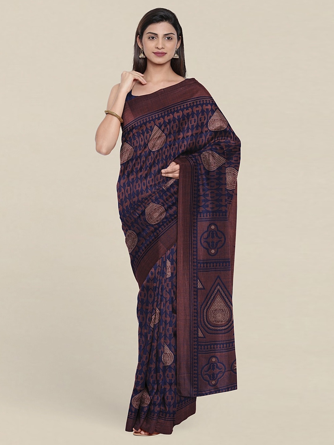 

Pothys Ethnic Motifs Saree, Navy blue