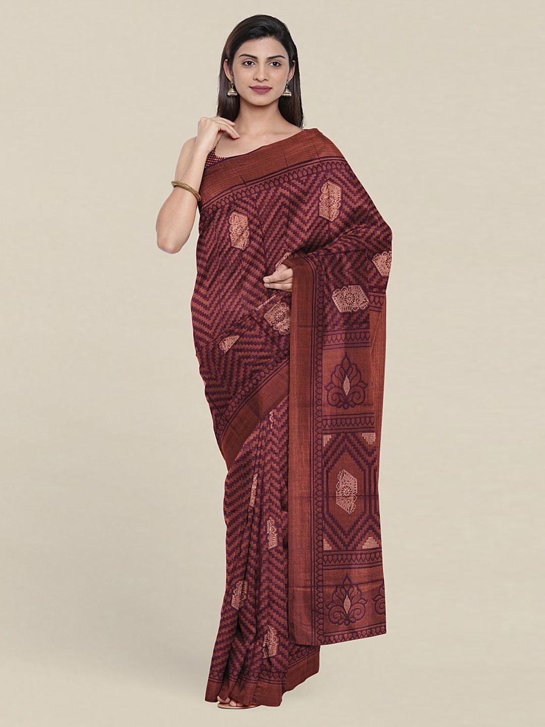 

Pothys Cotton Blend Saree, Maroon