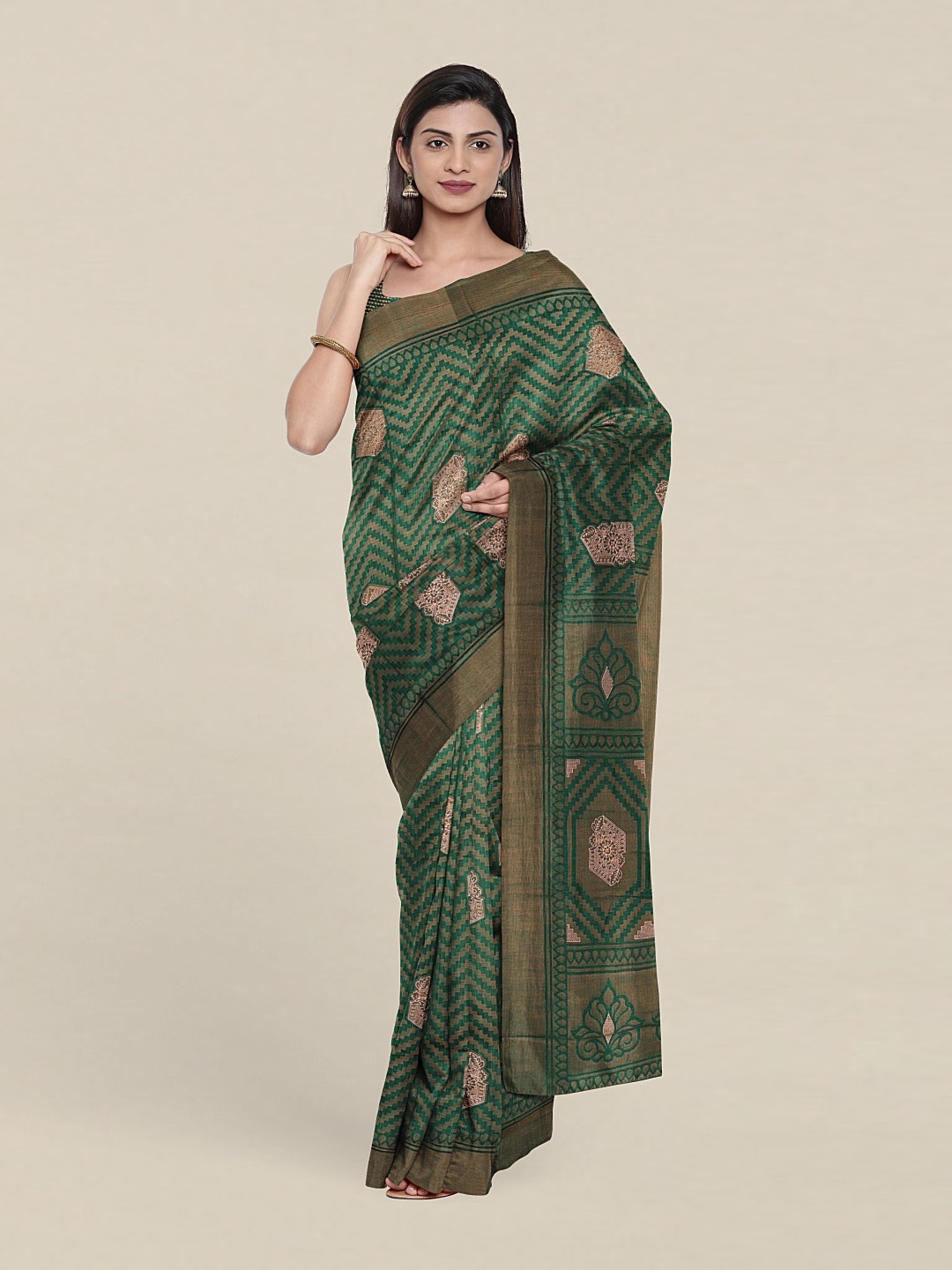 

Pothys Cotton Blend Saree, Green