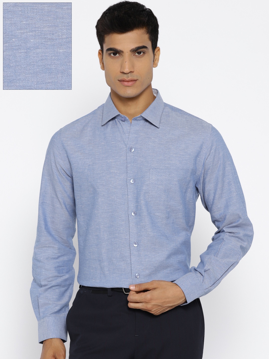 

John Players Men Blue Slim Fit Solid Formal Shirt