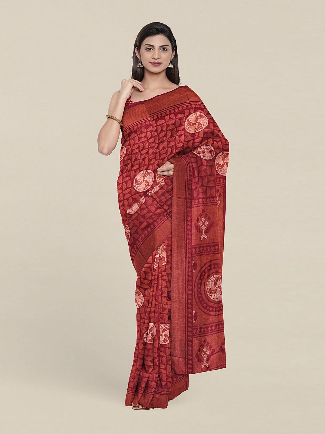 

Pothys Cotton Blend Saree, Maroon