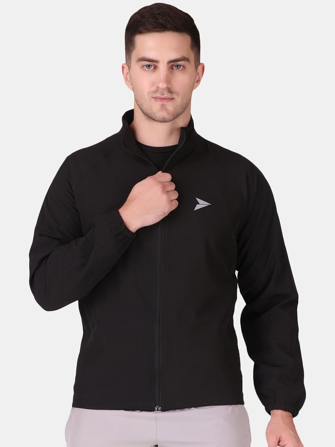 

FITINC Men Windcheater and Water Resistant Running Rapid Dry Sporty Jacket, Black