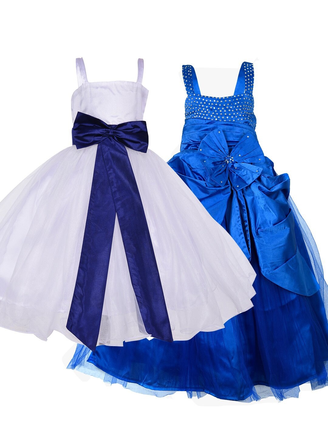

Samsara Couture White & Blue Pack Of 2 Cotton Net Dress