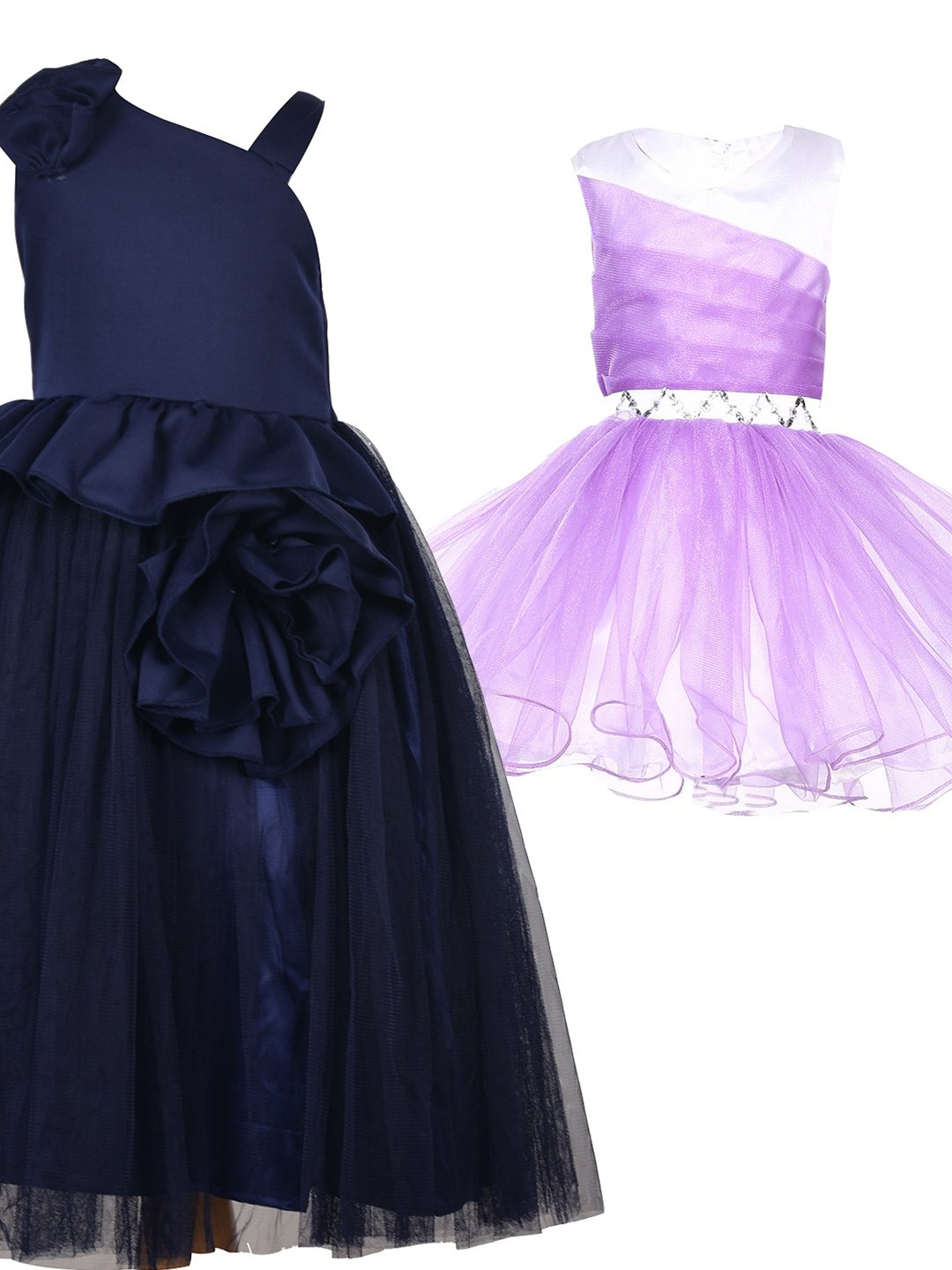 

Samsara Couture Navy Blue & Purple Pack Of 2 Embellished Cotton Net Dress