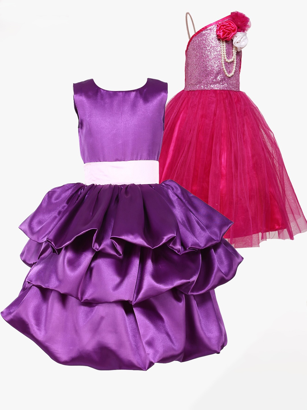 

Samsara Couture Pink & Purple Pack Of 2 Net Dress