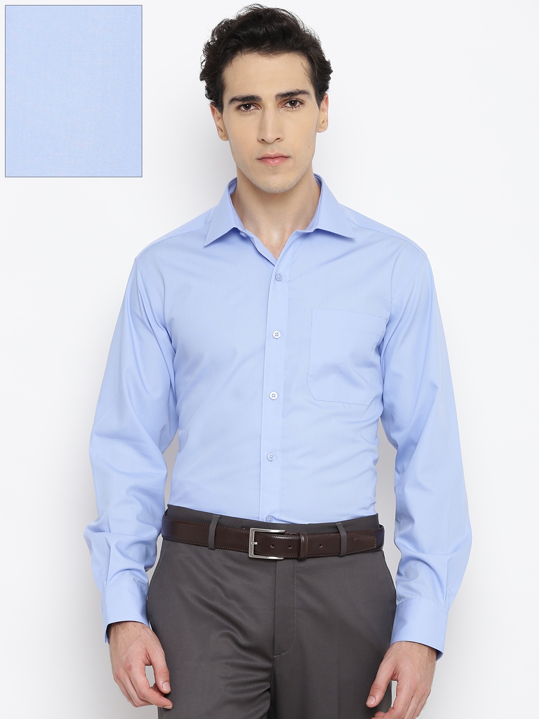 

John Players Men Blue Solid Formal Shirt