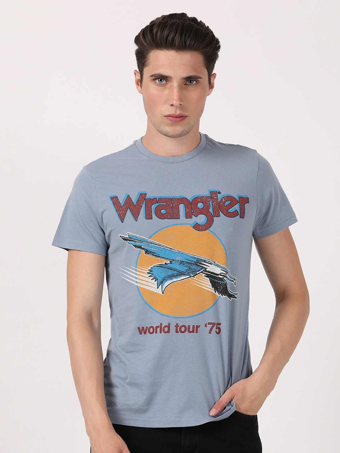 

Wrangler Men Typography Printed T-shirt, Blue
