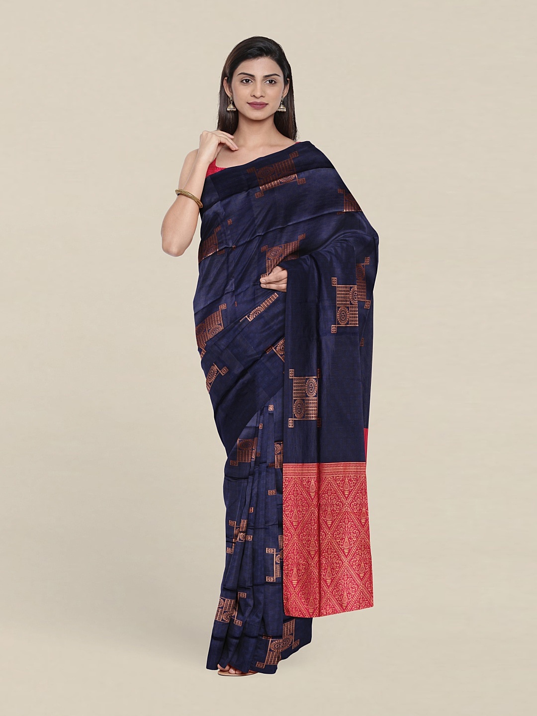 

Pothys Blue & Pink Woven Design Zari Saree