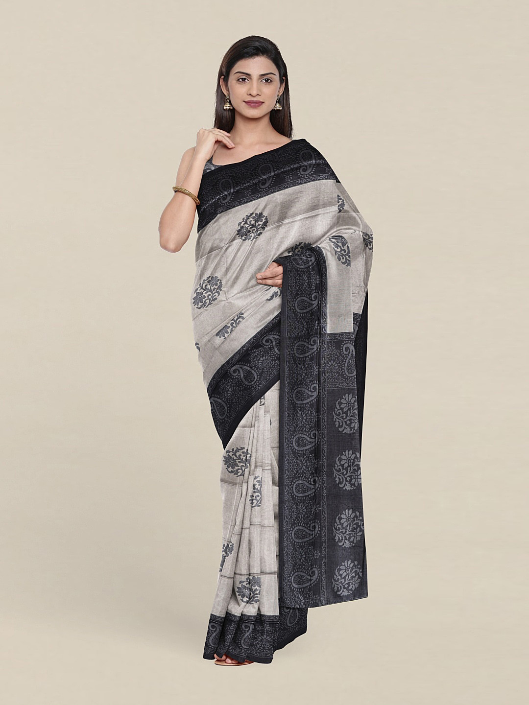 

Pothys Ethnic Motifs Printed Saree, Grey