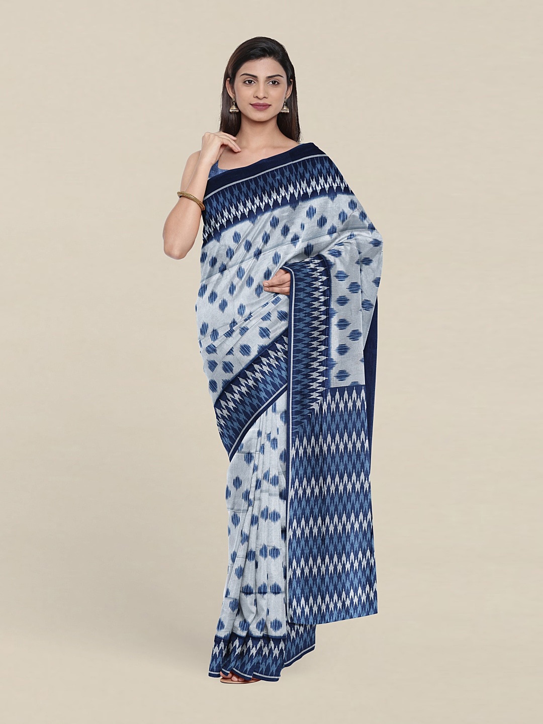 

Pothys Blue & Grey Pure Cotton Saree
