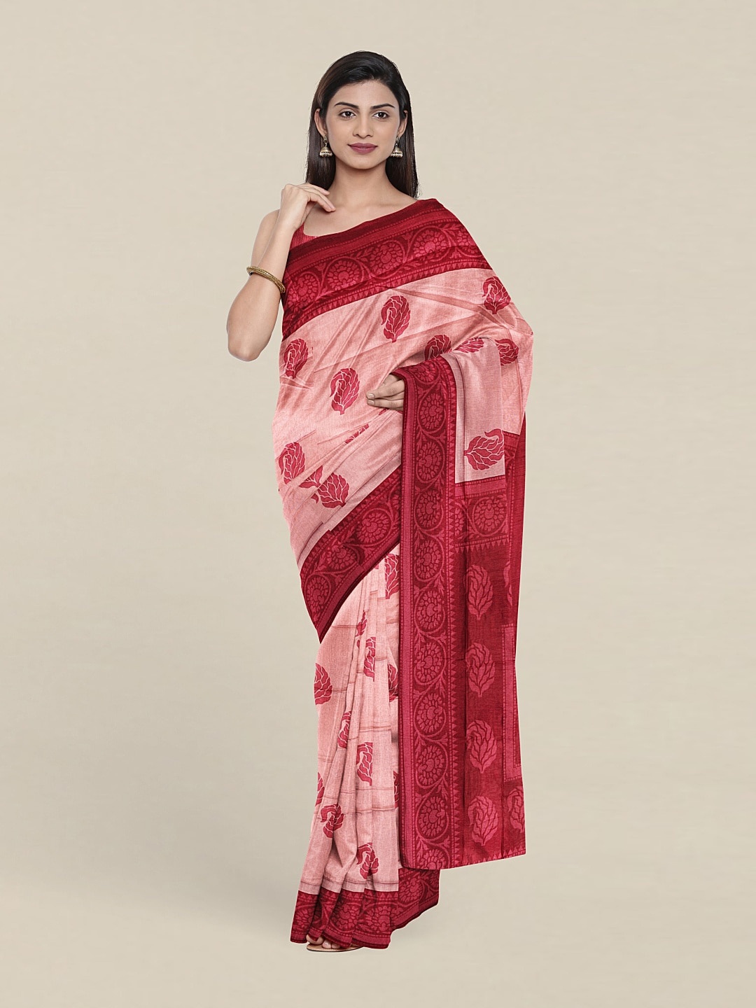 

Pothys Pure Cotton Paisley Saree, Pink