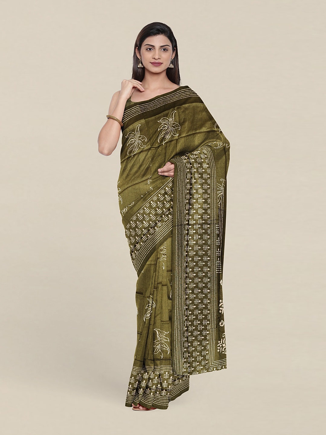 

Pothys Pure Cotton Ethnic Motifs Saree, Green