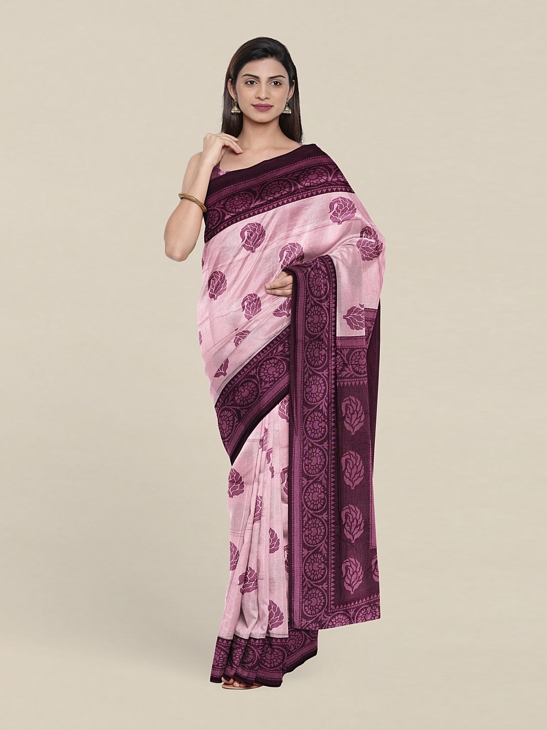 

Pothys Pure Cotton Paisley Saree, Lavender