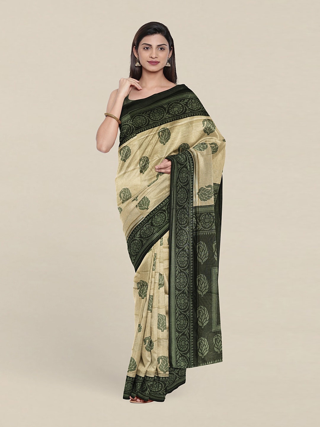 

Pothys Paisley Printed Pure Cotton Saree, Green