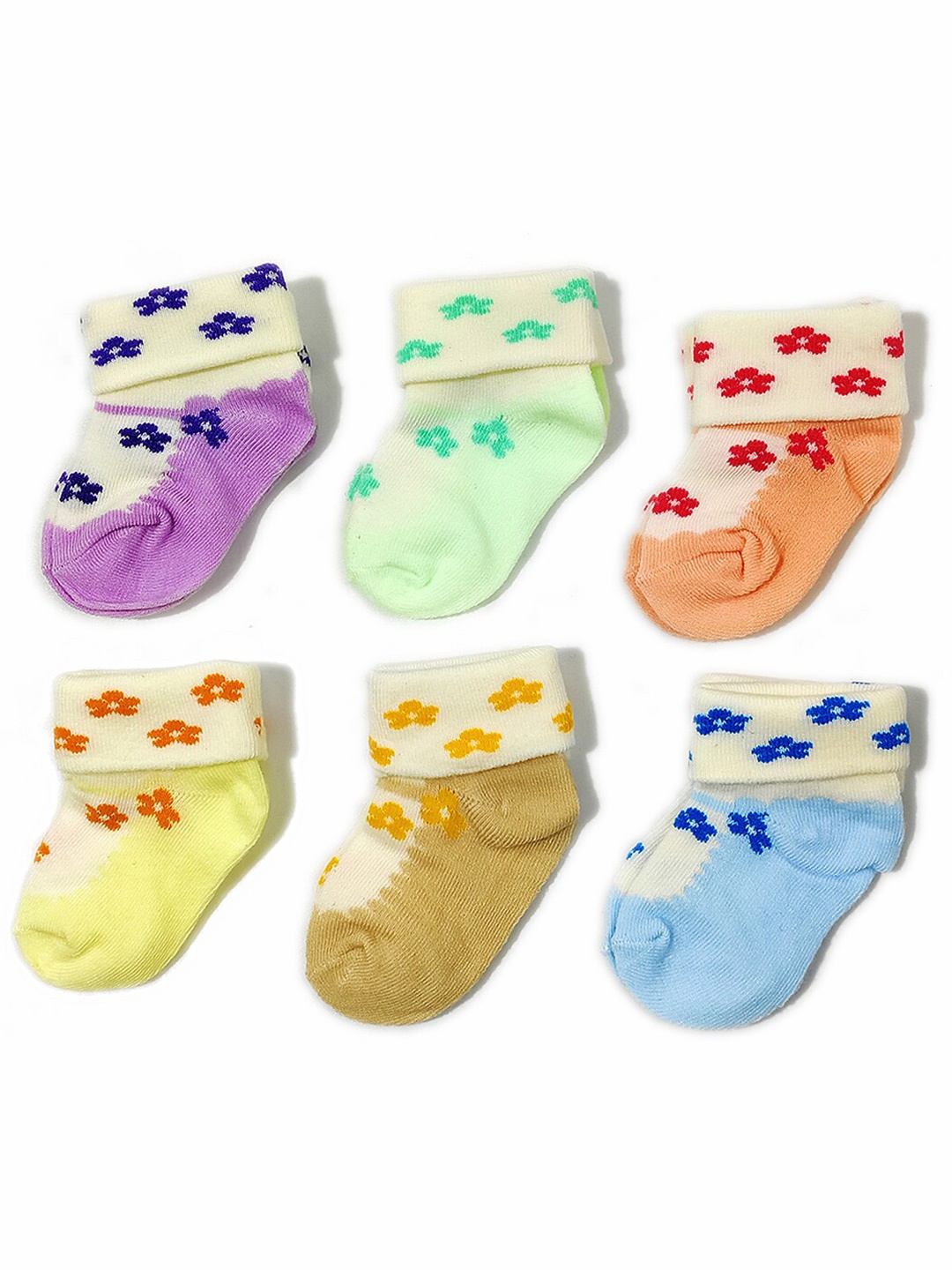 FOOTPRINTS Infant Set Of 6 Patterned Ankle-Length Socks, Multi