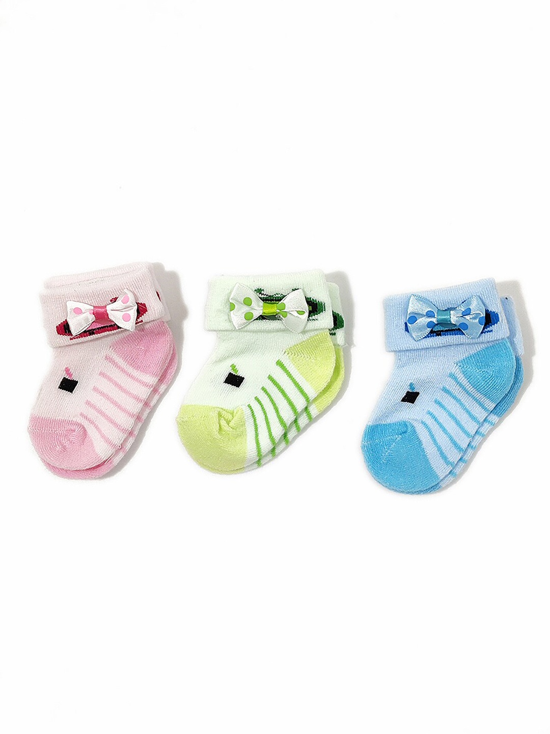 

FOOTPRINTS Infant Kids Pack Of 3 Cotton Folded Socks, Pink