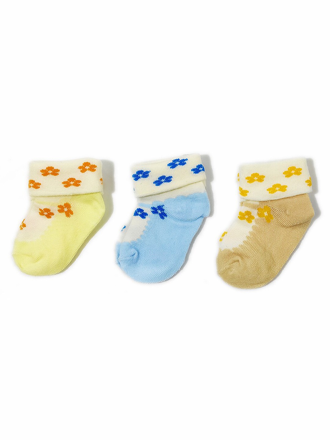 

FOOTPRINTS Kids Pack Of 3 Patterned Cotton Socks, Yellow