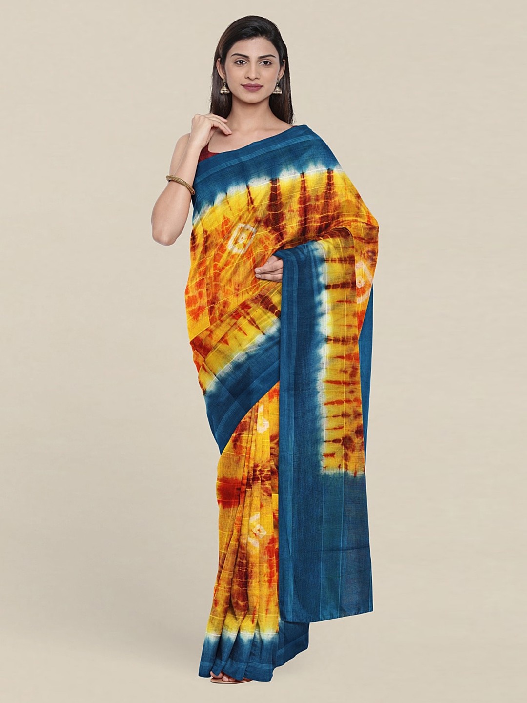 

Pothys Tie and Dye Pure Cotton Saree, Yellow