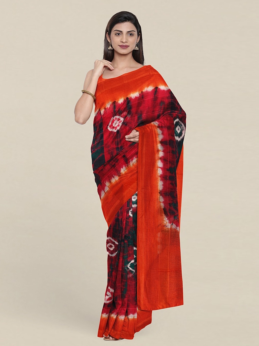 

Pothys Tie and Dye Pure Cotton Saree, Red