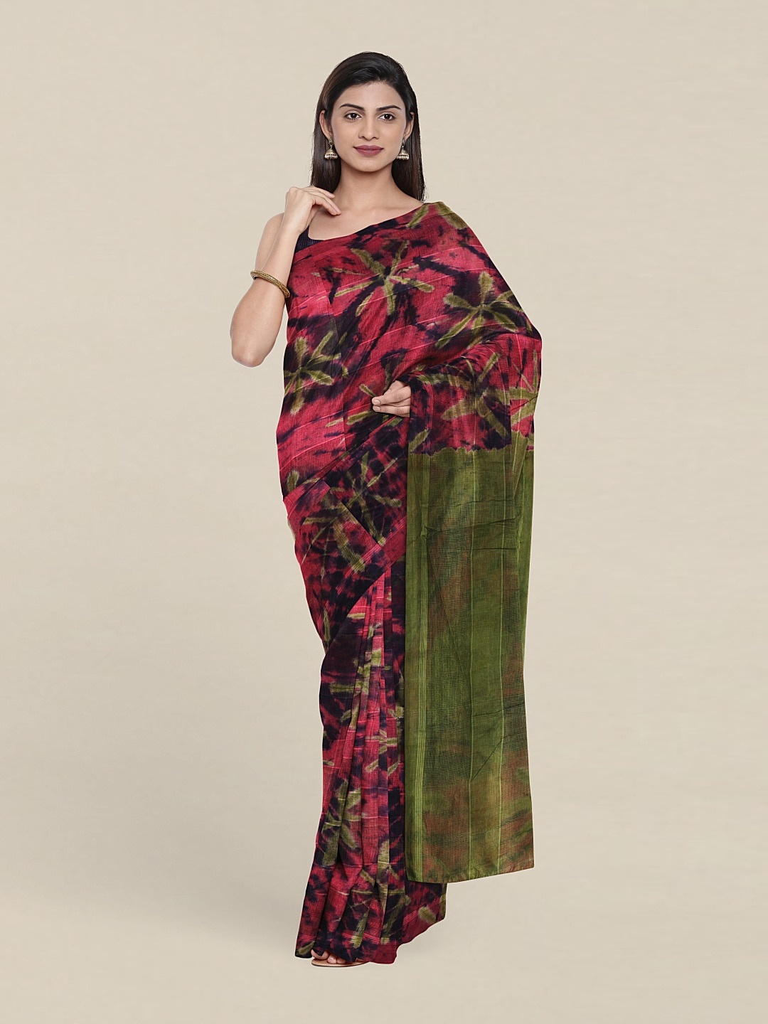 

Pothys Tie and Dye Pure Cotton Saree, Red