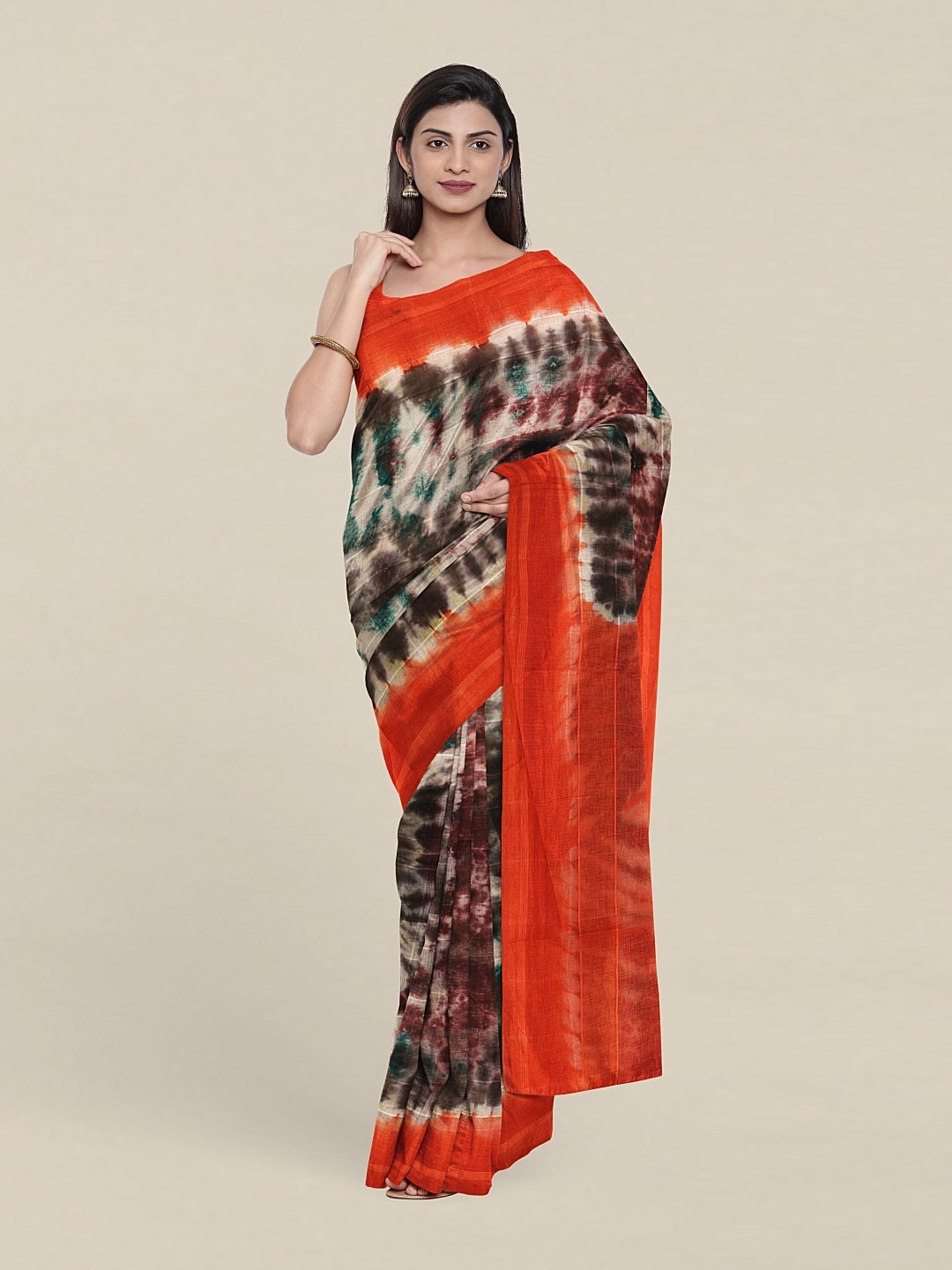 

Pothys Tie and Dye Pure Cotton Saree, White