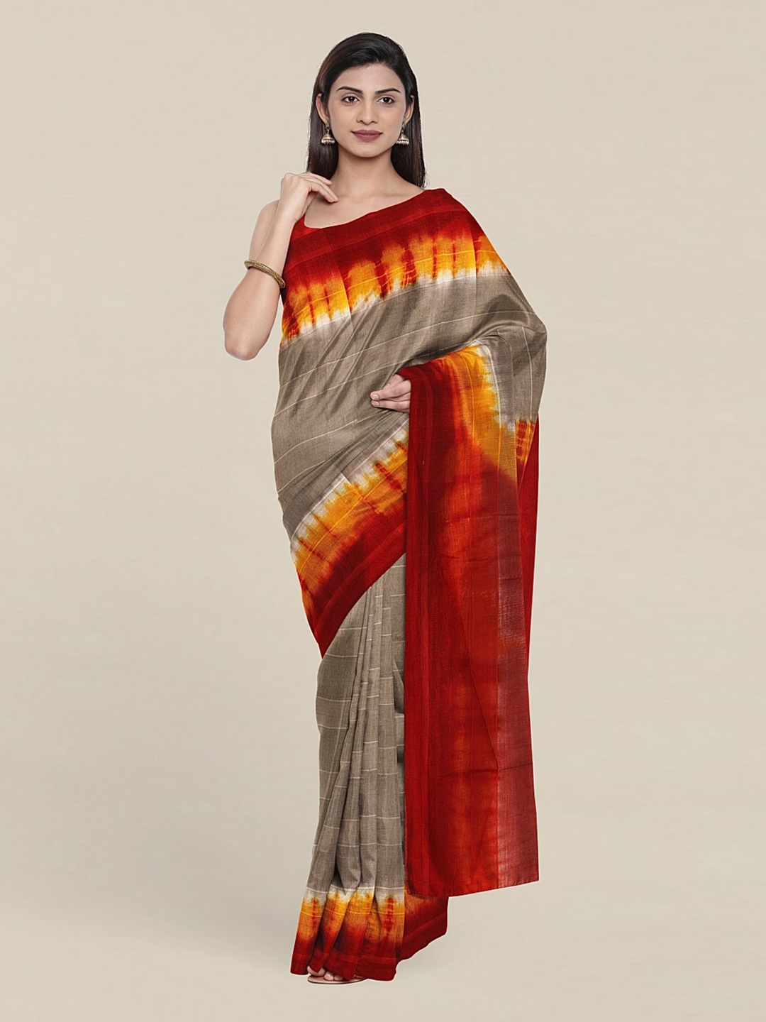 

Pothys Solid Pure Cotton Saree, Grey