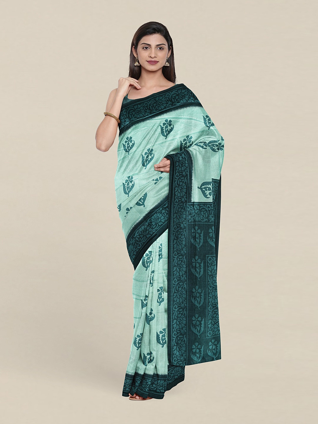 

Pothys Floral Printed Pure Cotton Saree, Blue