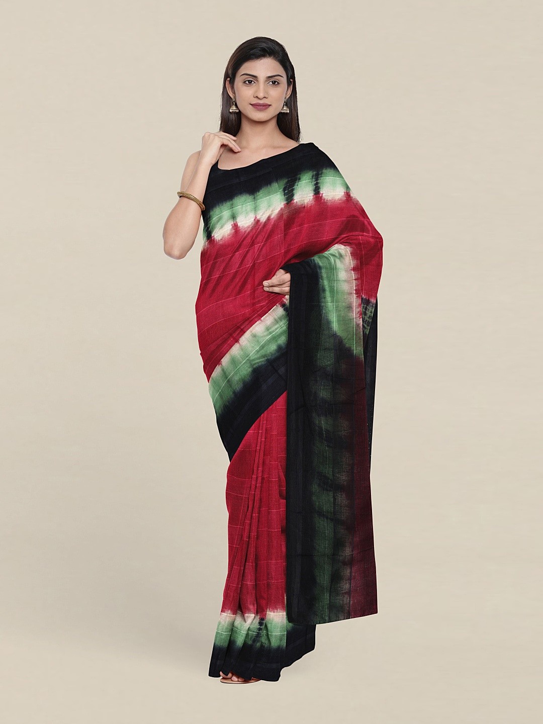

Pothys Tie and Dye Pure Cotton Saree With Blouse Piece, Pink