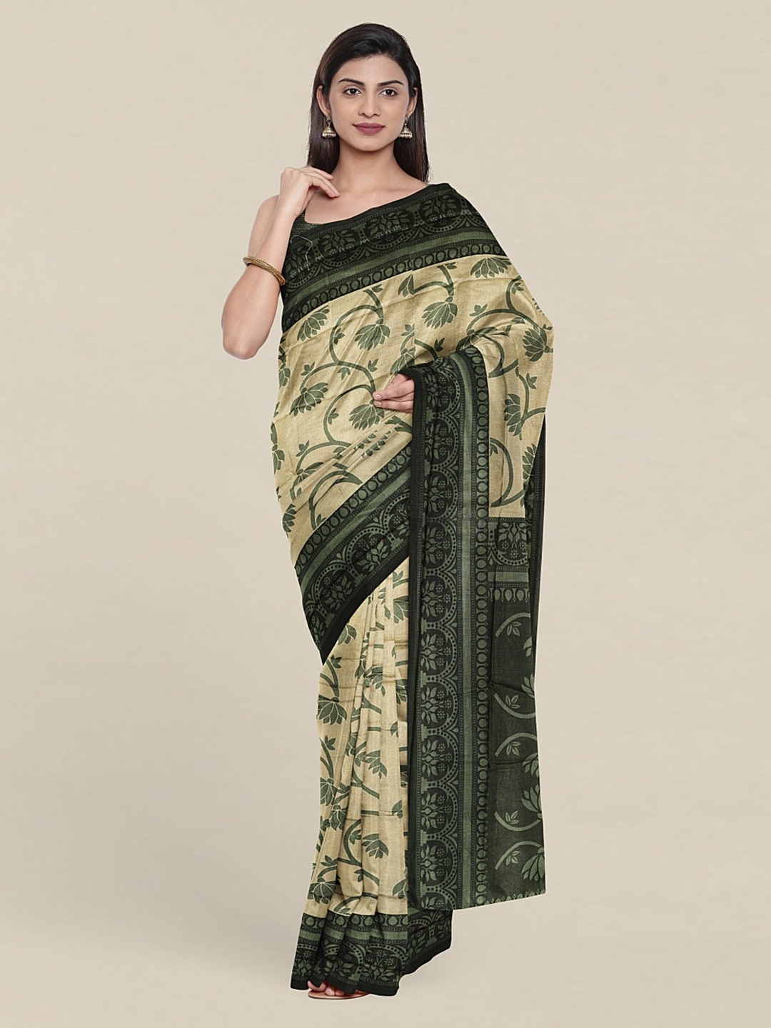 

Pothys Floral Printed Saree, Cream