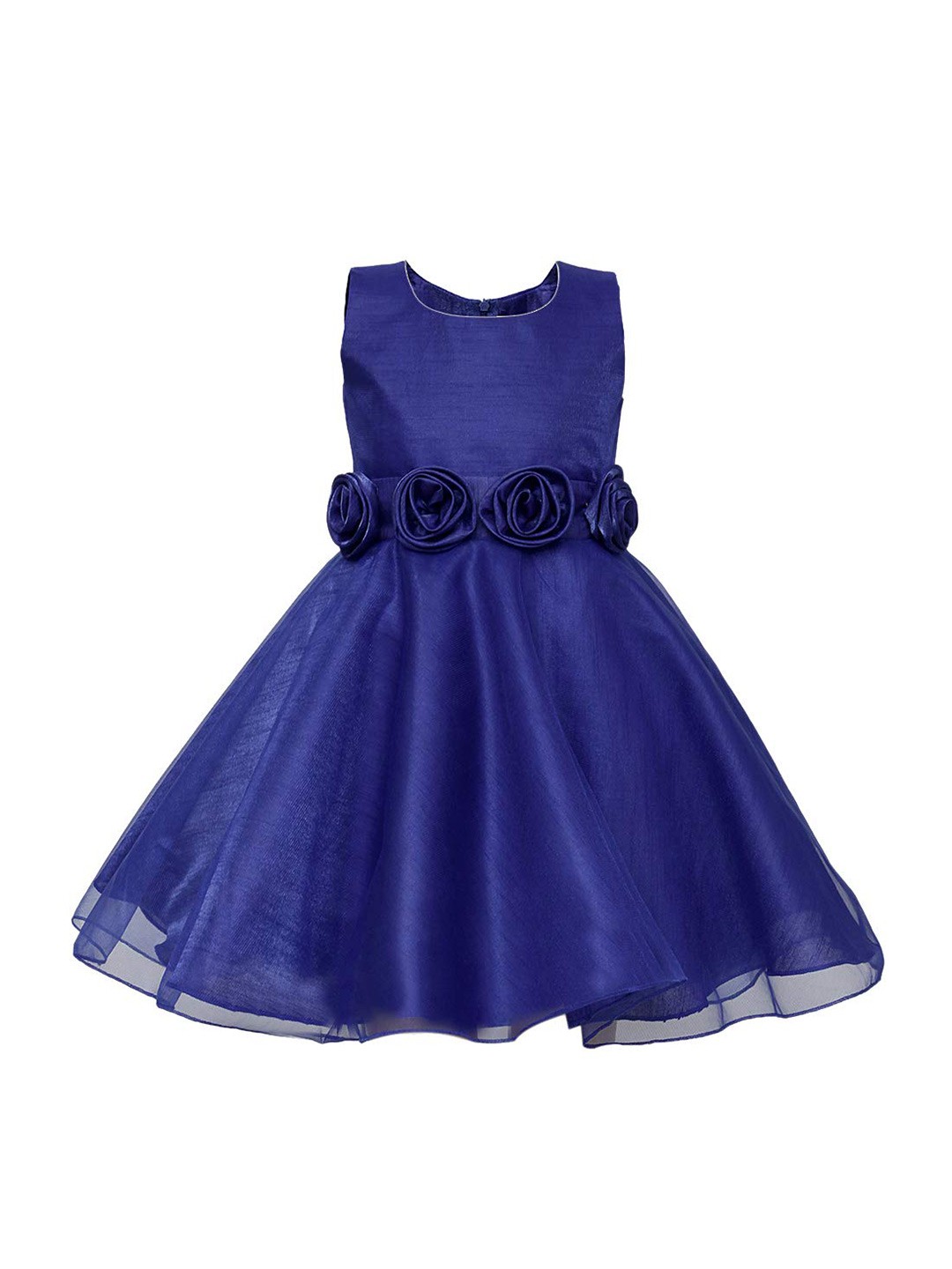 

Maybemine Girls Solid Satin Knee Length Sleeveless Party Dress, Blue