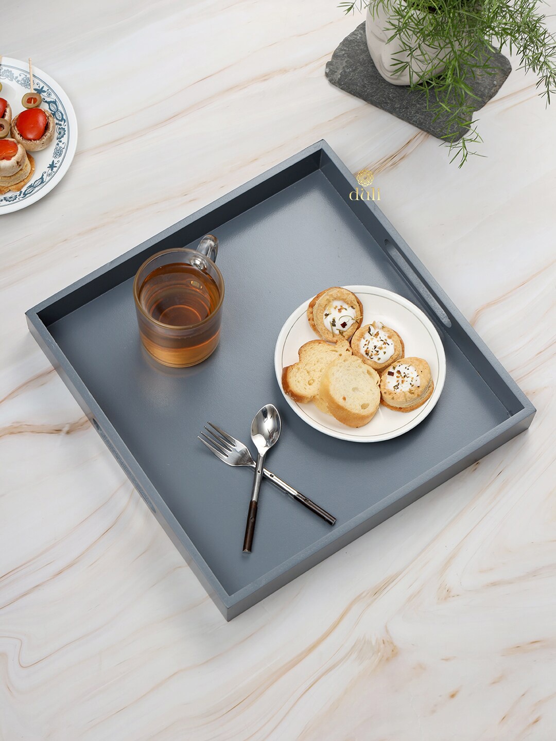 

DULI Solid Tray With Handle, Grey
