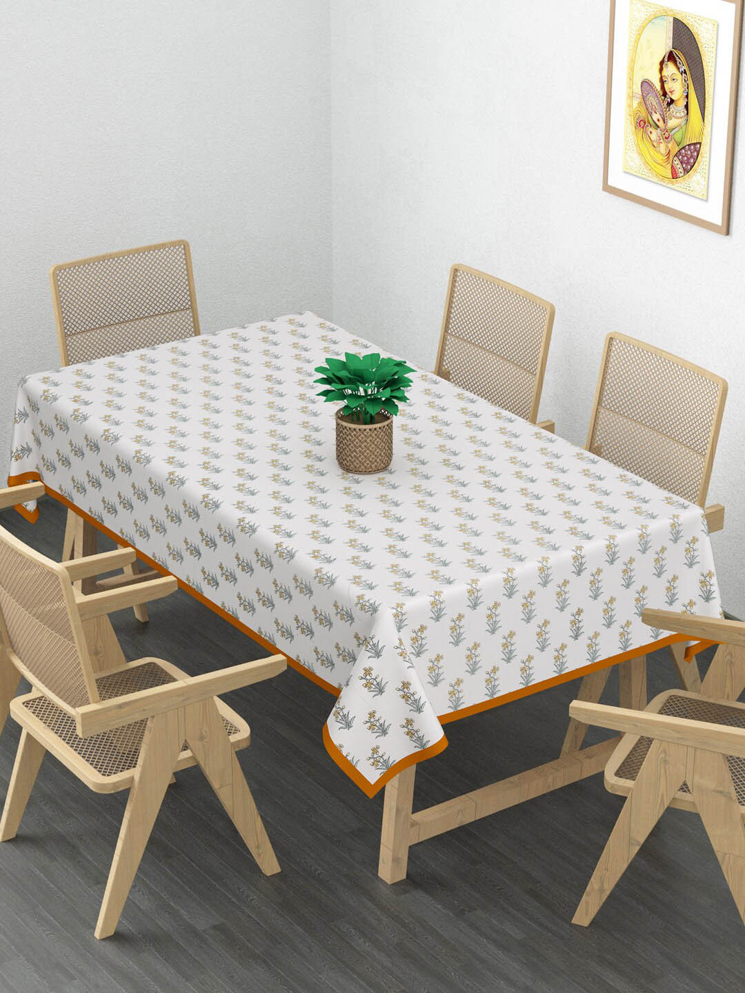 

Gulaab Jaipur 6 Seater Printed Cotton Table Cover, Yellow