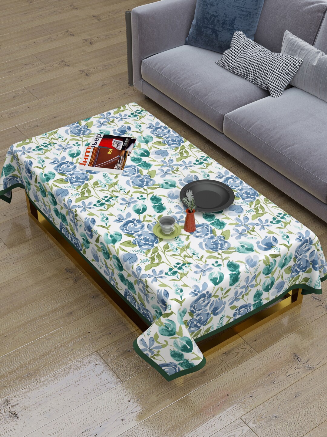 

Gulaab Jaipur Printed Cotton 4-Seater Table Cover, Blue