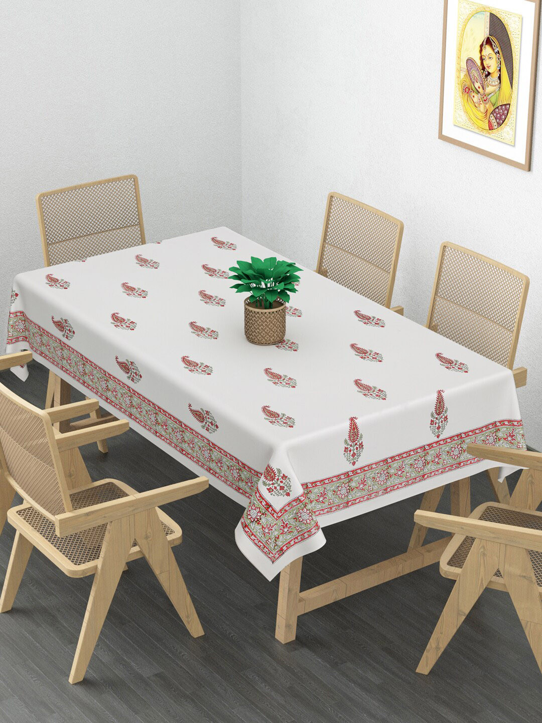 

Gulaab Jaipur Printed Cotton 6-Seater Table Cover, Red