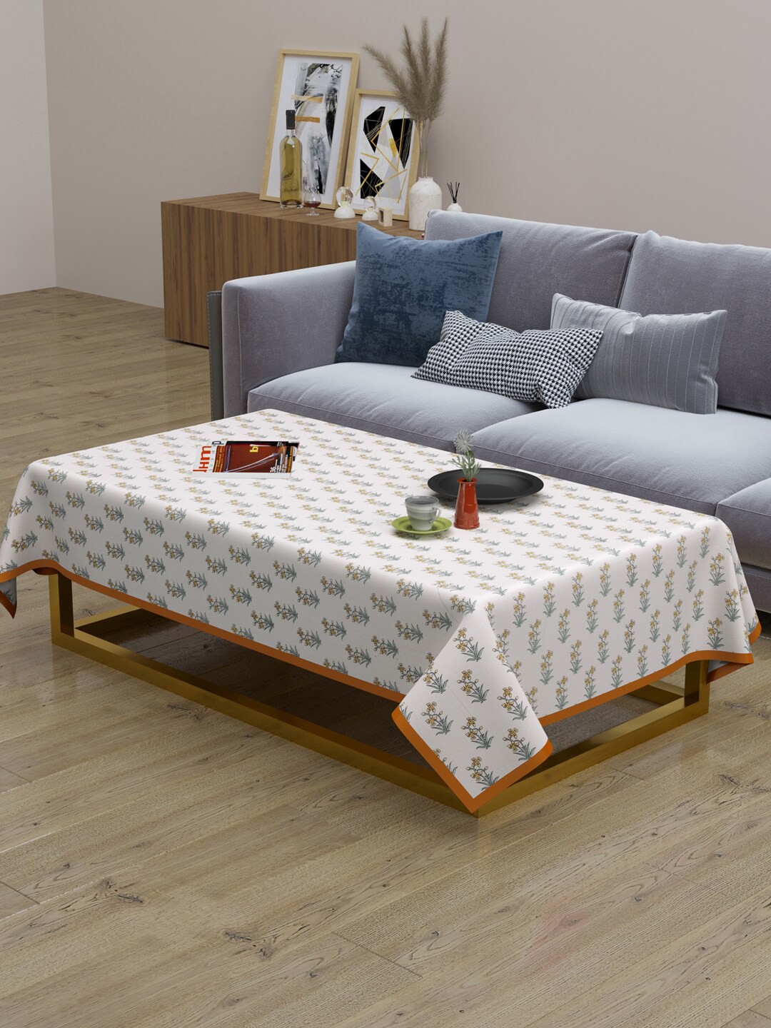 

Gulaab Jaipur Printed Cotton 4-Seater Table Cover, Yellow