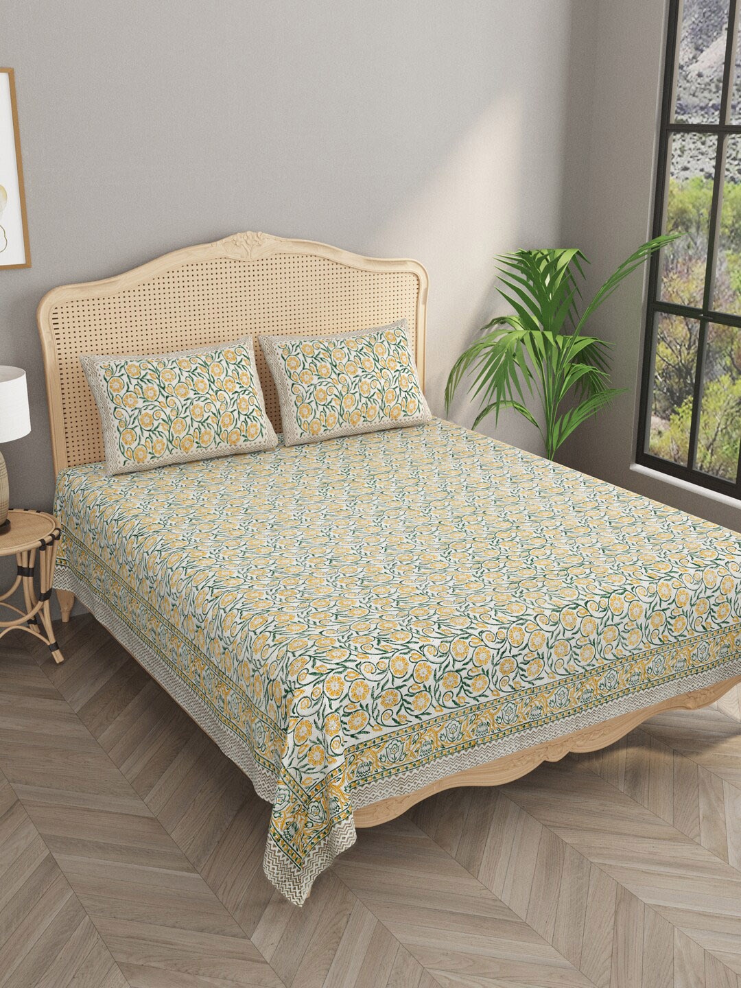 

Gulaab Jaipur Handblocked Printed Bed Covers, Beige