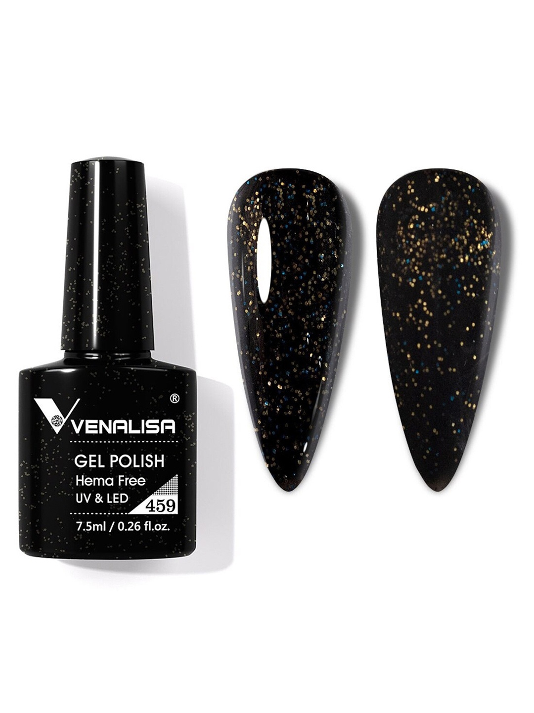 

VENALISA Hema Free Soak Off UV LED Nail Gel Polish 7.5ml - 459, Black