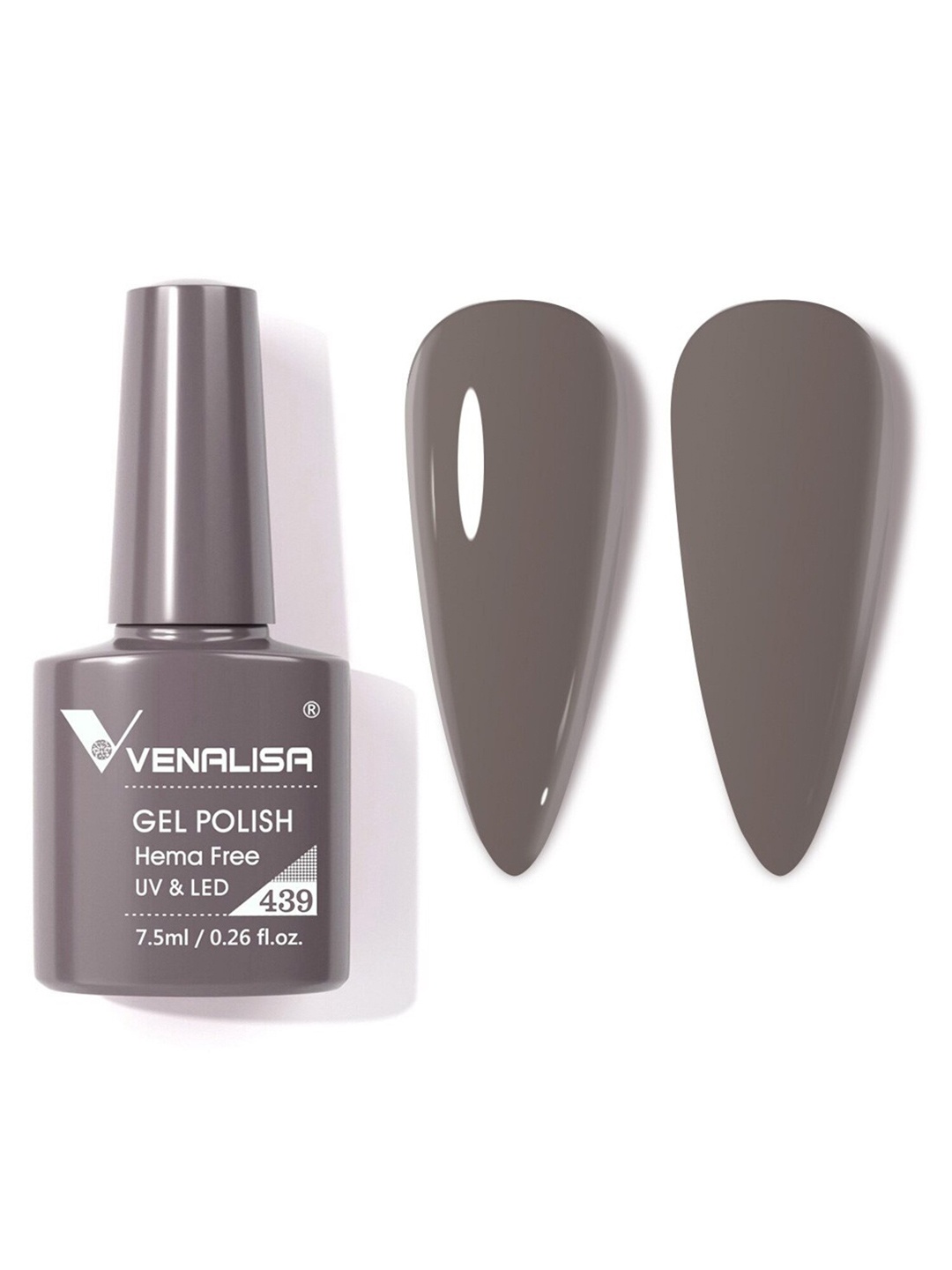 

VENALISA Hema Free Soak Off UV LED Nail Gel Polish 7.5ml - 439, Grey melange