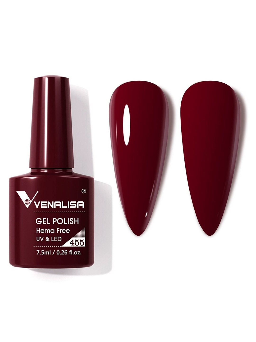 

VENALISA Hema Free Soak Off UV LED Nail Gel Polish 7.5ml - 455, Maroon