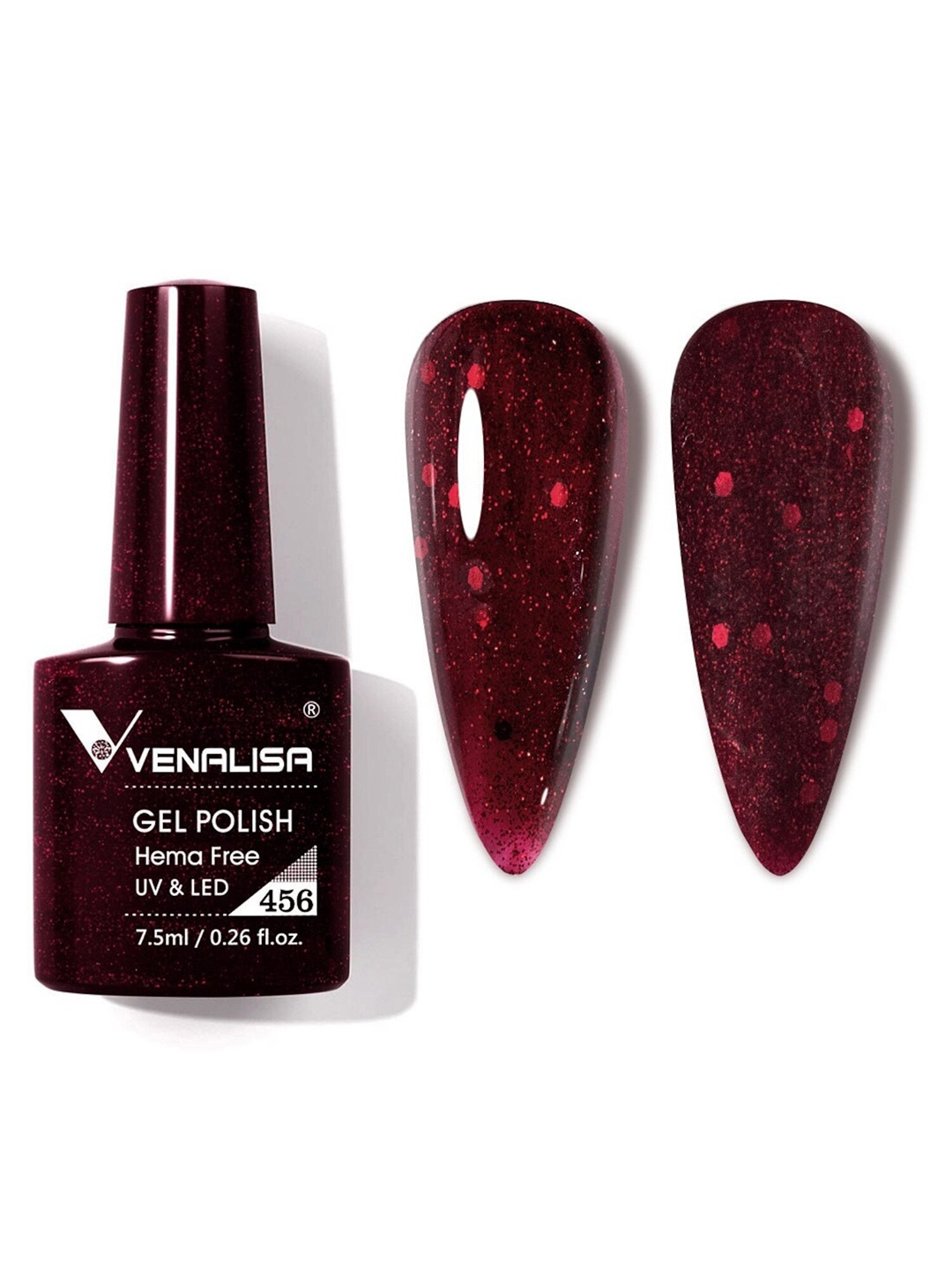 

VENALISA Hema Free Soak Off UV LED Nail Gel Polish 7.5ml - 456, Maroon