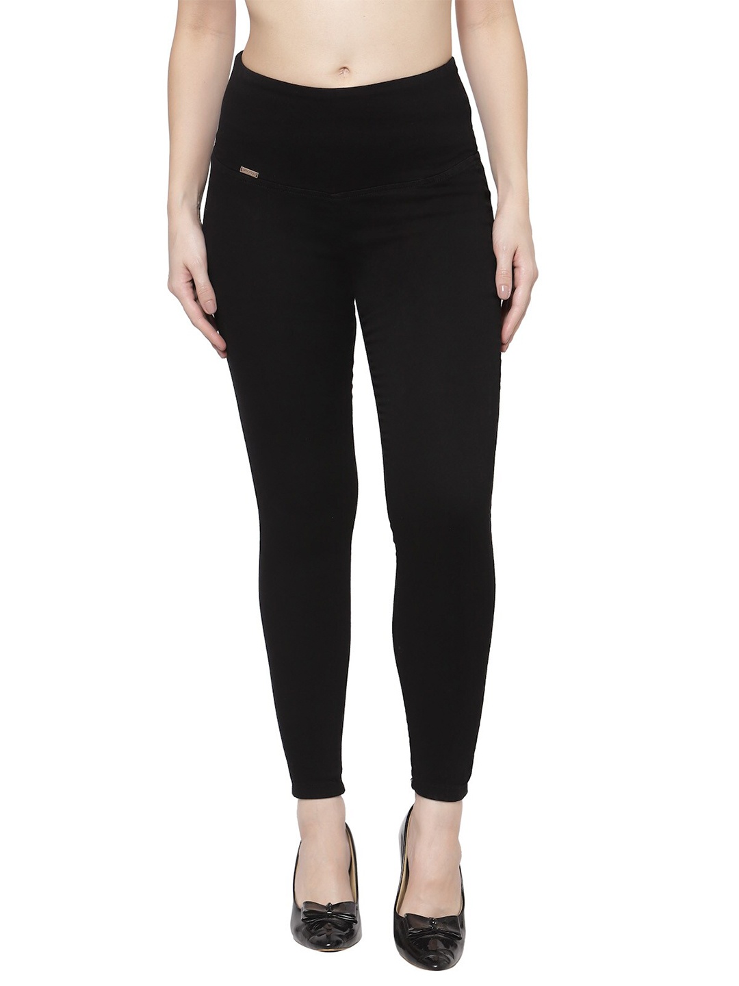 

Prag & Co Women Skinny Fit Cotton Jeggings, Black