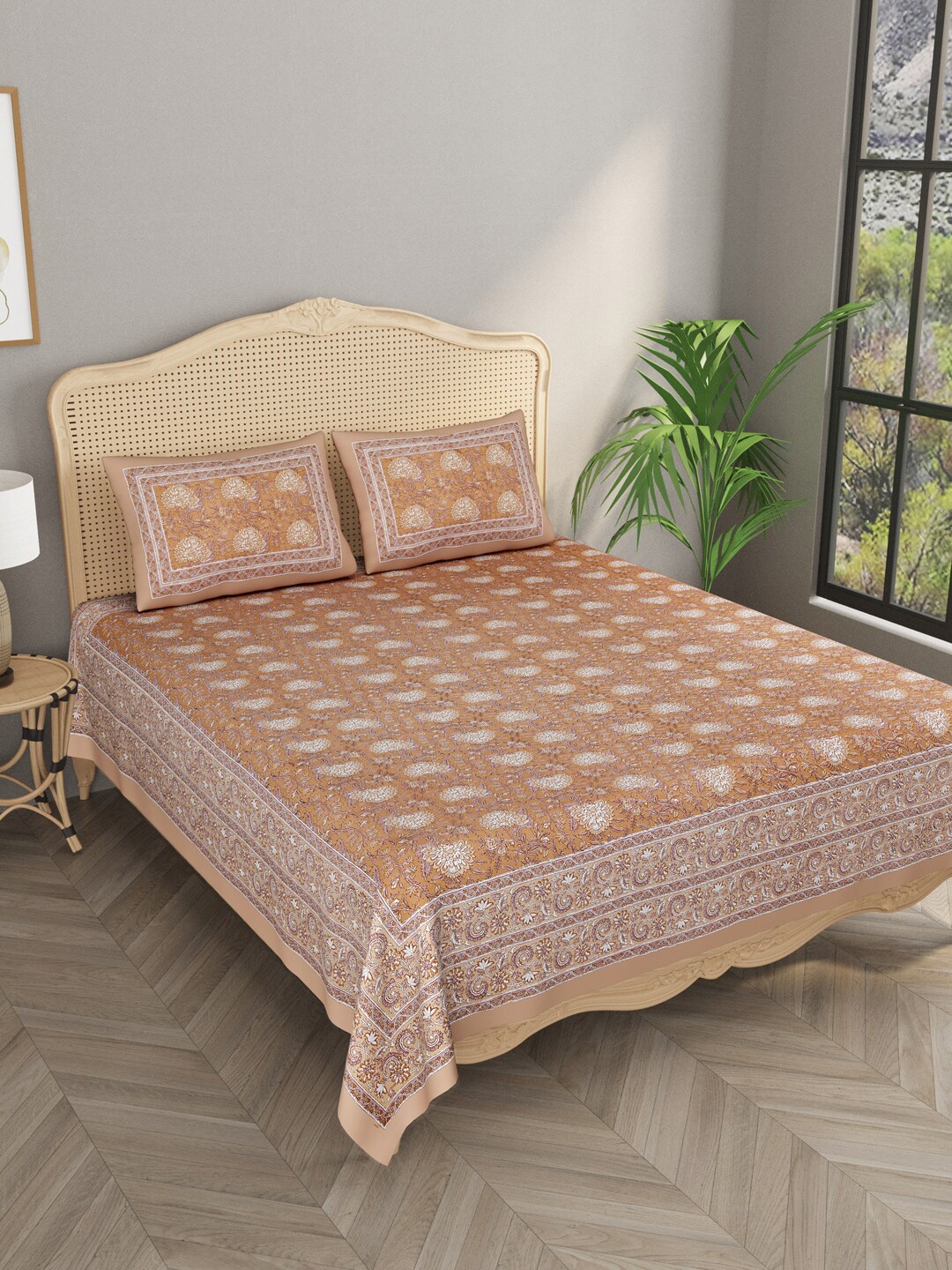 

Gulaab Jaipur Printed 400 TC King Bedsheet with 2 Pillow Covers, Yellow